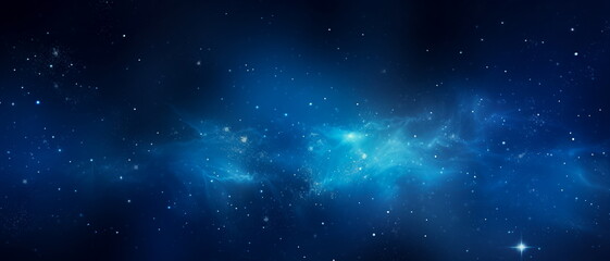 Fototapeta na wymiar Space background with realistic nebula and glitter star. Deep cosmos stardust. Realistic starry sky with blue glow. Shining stars in the dark sky