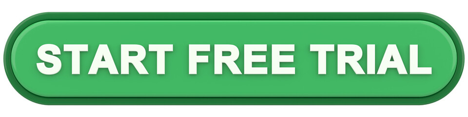 Start free trial button. 3D illustration.
