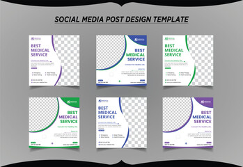 Medical Doctor Social Media Post template set - obrazy, fototapety, plakaty