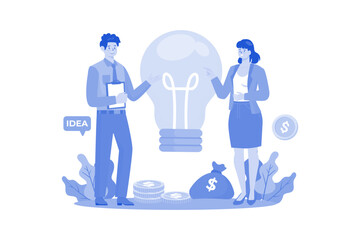 Business team illustrate product idea option