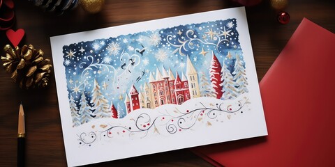Obraz premium Hand written Christmas card a gift for celebration.