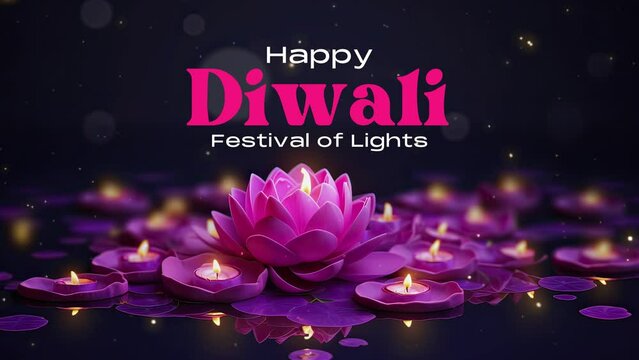 diwali motion with lotus and candles