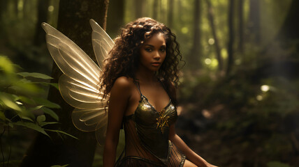 Fototapeta premium Fairy, Dark Skin, In the Forest