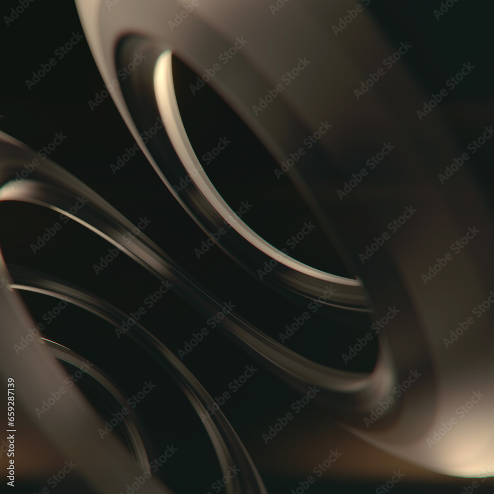 Poster close-up of a spiraling metal object. futuristic background. 3d rendering digital illustration