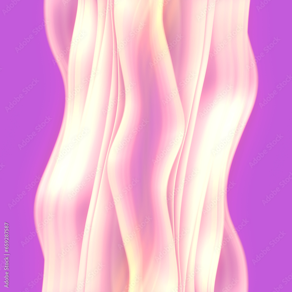 Poster Magical pattern of wavy fabric stripes in the wind. 3d rendering digital illustration background