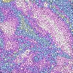 Pattern of neon colored spherical particles. Art decoration element background. 3d rendering digital illustration