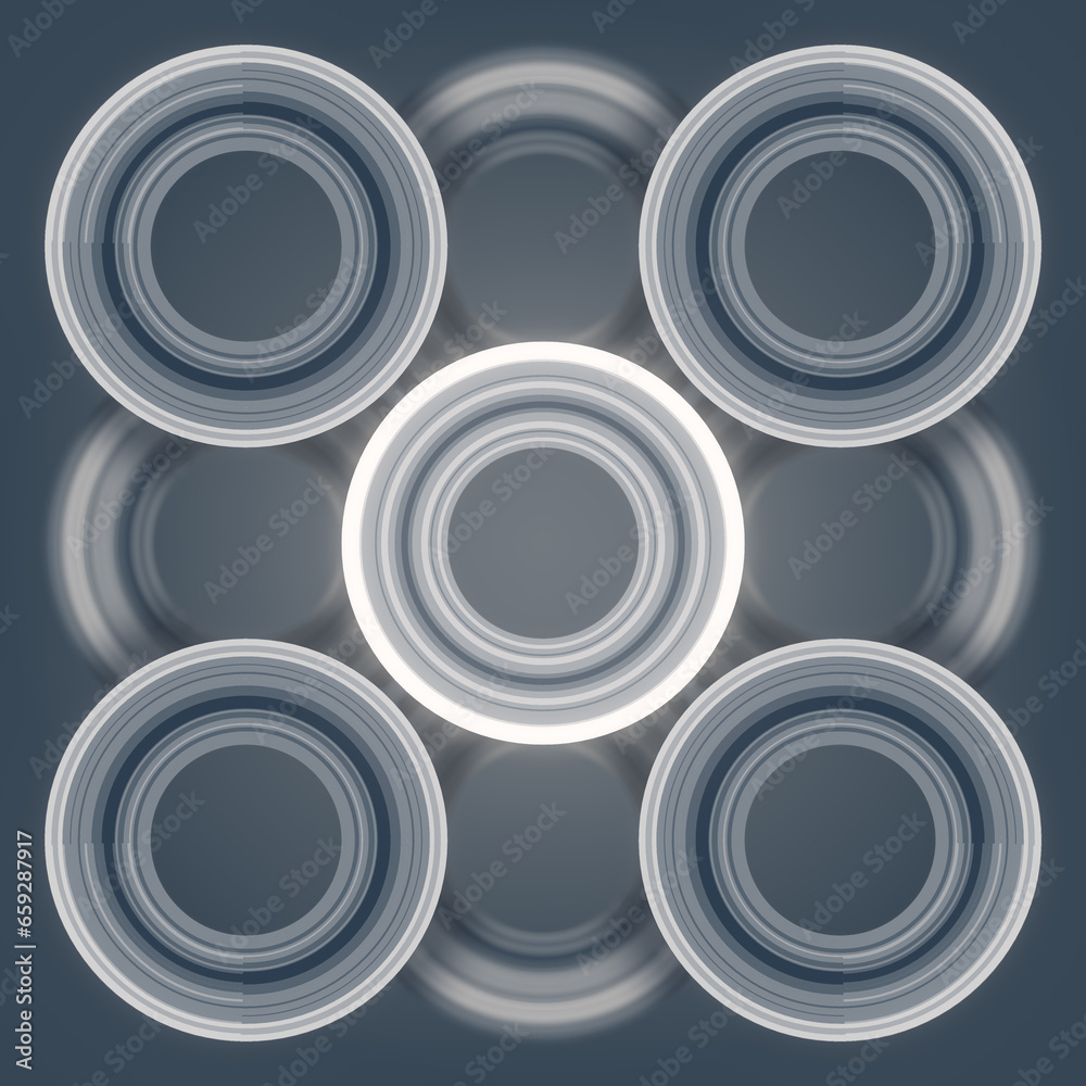 Leinwandbilder group of circles with texture on dark grey background. 3d rendering digital illustration