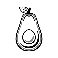 Avocado vector illustration in vintage monochrome style isolated on white background