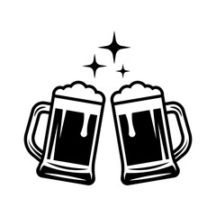 Two beer mugs, cheers vector icon isolated on white background