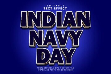 Indian navy day editable text effect 3 dimension emboss cartoon style