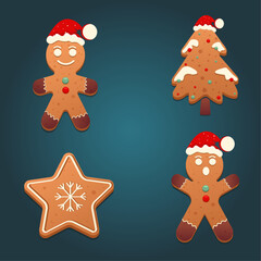 Christmas cookies. Gingerbread set. Ginger cookie Christmas gingerbread figures.