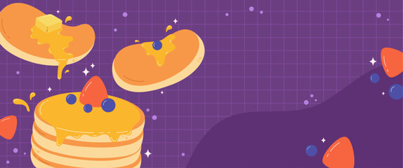Flat design of cute pancake day banner vector