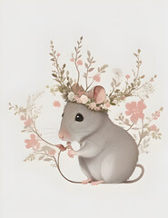 A simple minimalistic art with cute rat mild