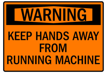 Keep hand clear warning sign and labels