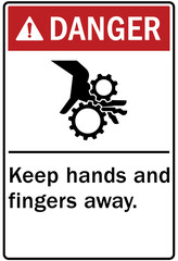 Keep hand clear warning sign and labels keep hands clear and finger away