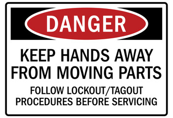 Fototapeta premium Keep hand clear warning sign and labels