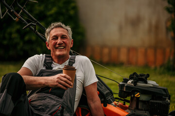 A hardworking senior gentleman finds solace in his meticulously maintained backyard, unwinding with...