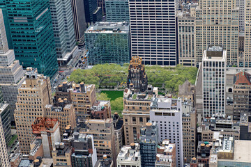 View from above of New York skyscrapers