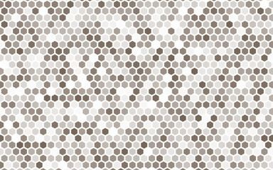 Brown and white  honey hexagonal mosaic cells seamless texture. Mosaic or speaker fabric shape pattern. Honeyed comb grid texture and geometric hive hexagonal honeycombs. Vector illustration