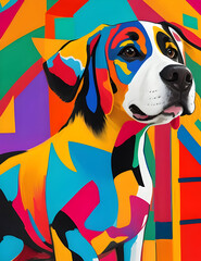 A vibrant abstract dog of a reliable