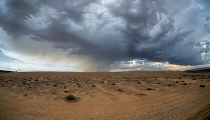 clouds over the desert, Desert Drama: Stormy Sky Over Arid Landscapes