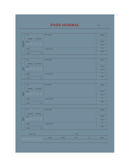 (Ocean) Food Journal planner. Minimalist planner template set. Vector illustration.	