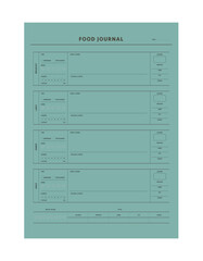Food Journal planner. Minimalist planner template set. Vector illustration.	