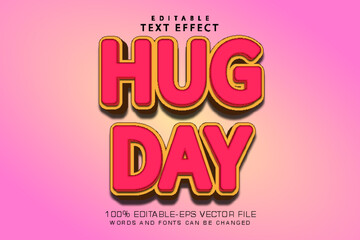 Hug day editable text effect 3 dimension emboss cartoon style