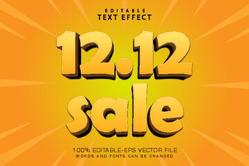 12.12 sale editable text effect 3 dimension cartoon style