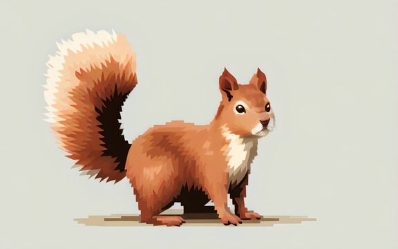 Pixel squirrel. Pixel art concept. Cartoon style. Generative AI