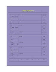 Food Journal planner. Minimalist planner template set. Vector illustration.	