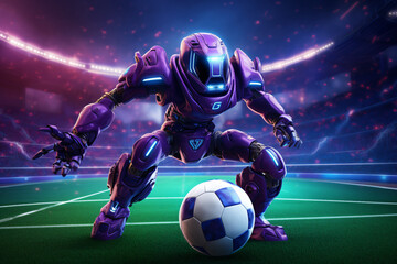 robot is playing soccer - obrazy, fototapety, plakaty
