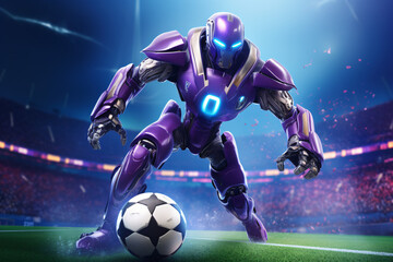 robot is playing soccer