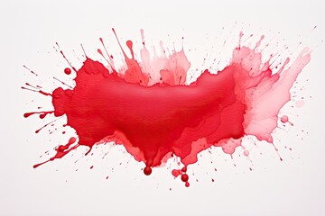 Abstract red watercolor paint splashes on white background. Vector illustration, Bright red splash stain watercolor paint, AI Generated - obrazy, fototapety, plakaty