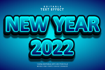 New year 2022 editable text effect 3 dimension emboss modern style