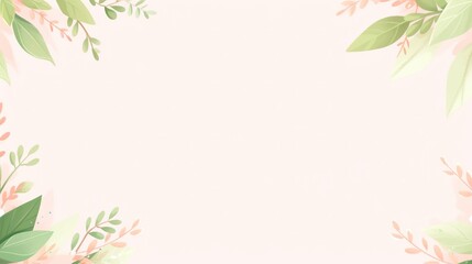 Fototapeta na wymiar Hand drawn light pink leaf decorations background. floral greenery card design Wedding invite, poster invitation. Watercolor hand drawn art illustration.