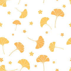 Autumn seamless pattern with ginkgo leaf on white background vector.