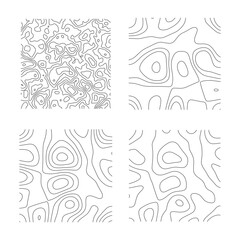 Topography Pattern Square Set. Abstract Decoration. Isolated Vector. 