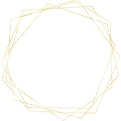 Gold frame sparkling. Gold holidays banner, line decorations. Wedding invitation border. Geometrical gold frame. Design illustration Luxury gold borders for wedding invitation elements.