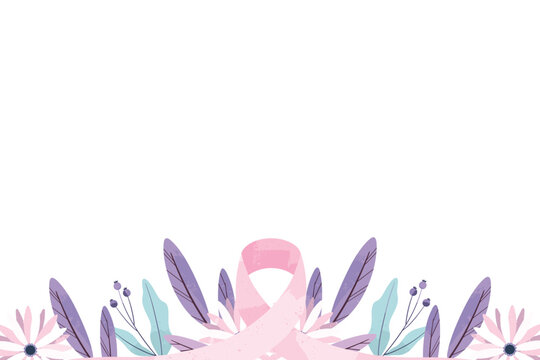 Breast Cancer Sticker with Pink Ribbon Illustration