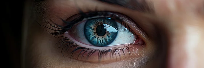 Foto op Plexiglas Close-up of a woman's left blue eye. © somchai20162516