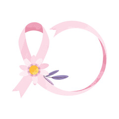 Breast Cancer Sticker with Pink Ribbon Illustration