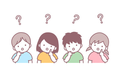 疑問をもつ子どもたち　イラスト