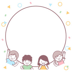 4人の子どもたちとテキストスペース