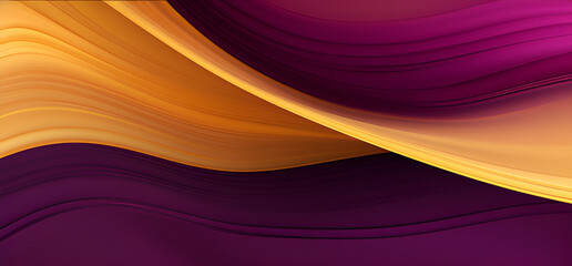 Fototapeta premium Modern Horizontal Header With Golden Rod, Very Dark Magenta and Khaki Colors. Dynamic Curved Lines With Fluid Flowing Waves and Curves.