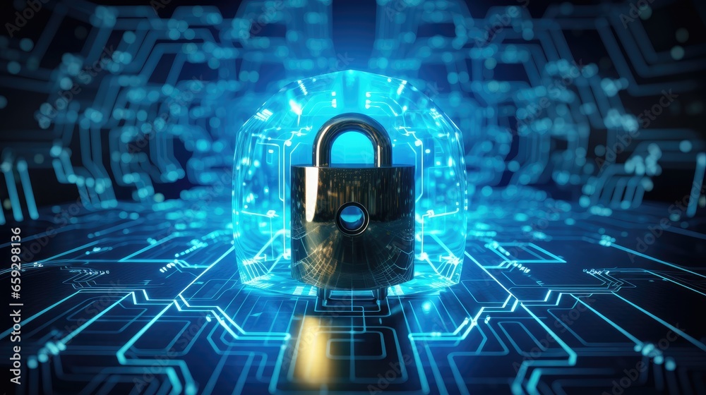 Poster digital security encompasses the cyber protection and privacy of business technology data