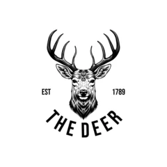 Keuken spatwand met foto Vintage style deer logo design illustrations © khajar