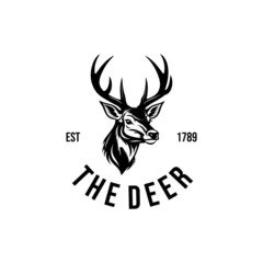 Foto auf Acrylglas Vintage style deer logo design illustrations © khajar