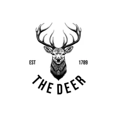 Foto auf Leinwand Vintage style deer logo design illustrations © khajar