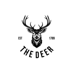 Fototapeten Vintage style deer logo design illustrations © khajar